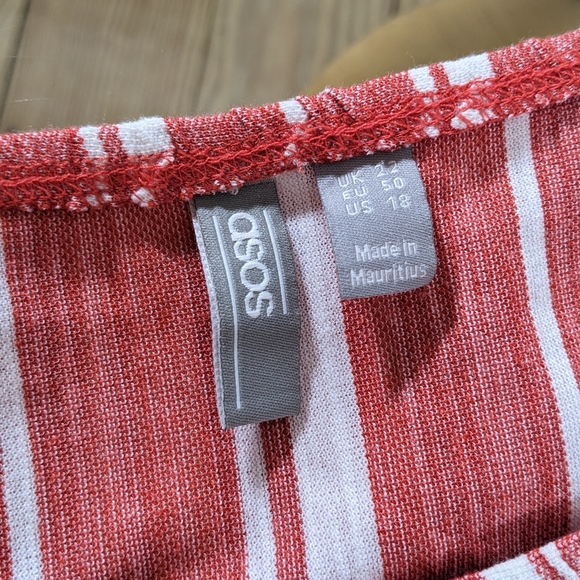 ASOS Design Curve Off-The-Shoulder Pique Stripe Sundress size US 18 (NO BELT!) - Picture 12 of 13